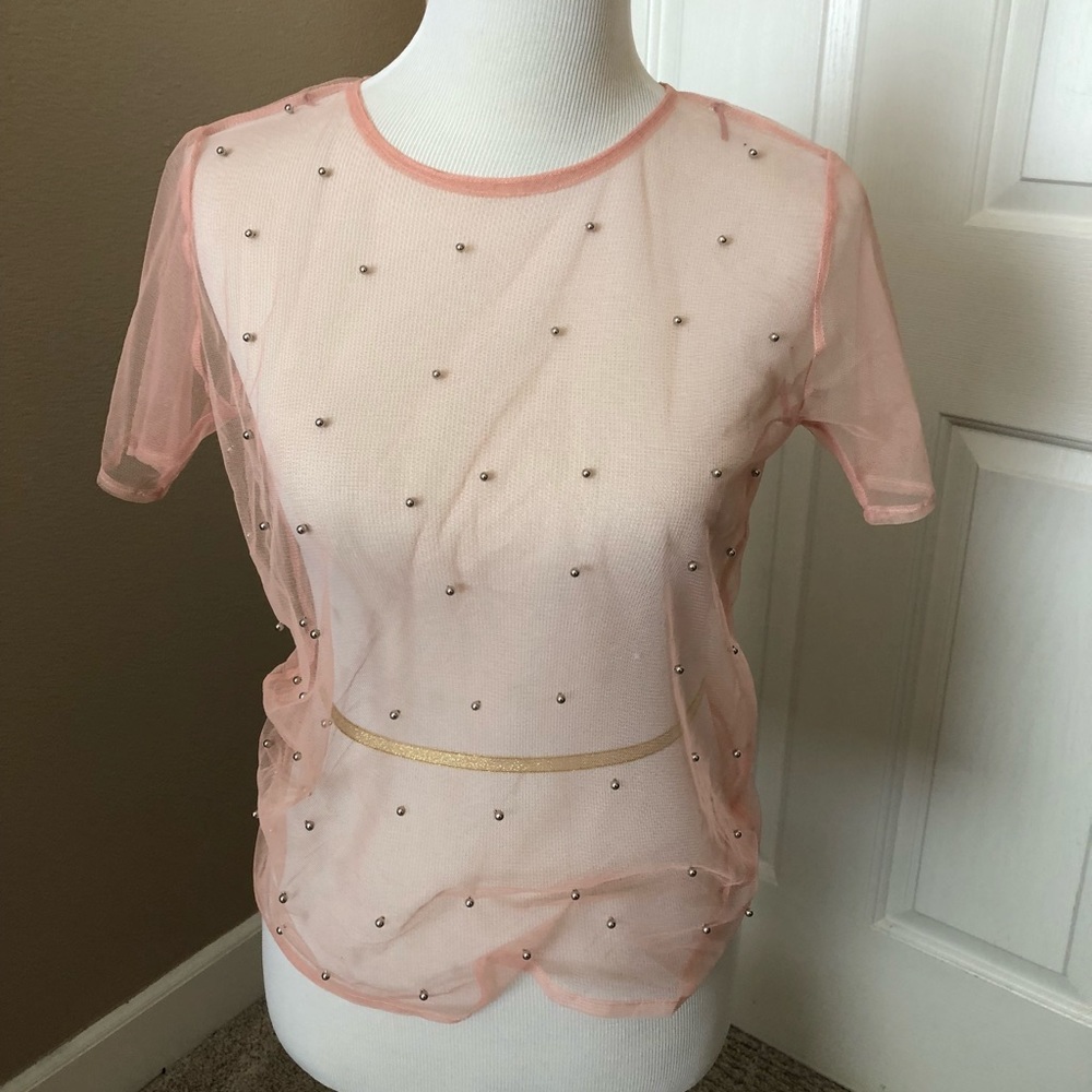Pink sheer top